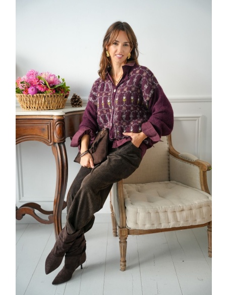 Gilet Johanna Fleurs Bordeaux GIGIA Johanna - 3 | Welcome