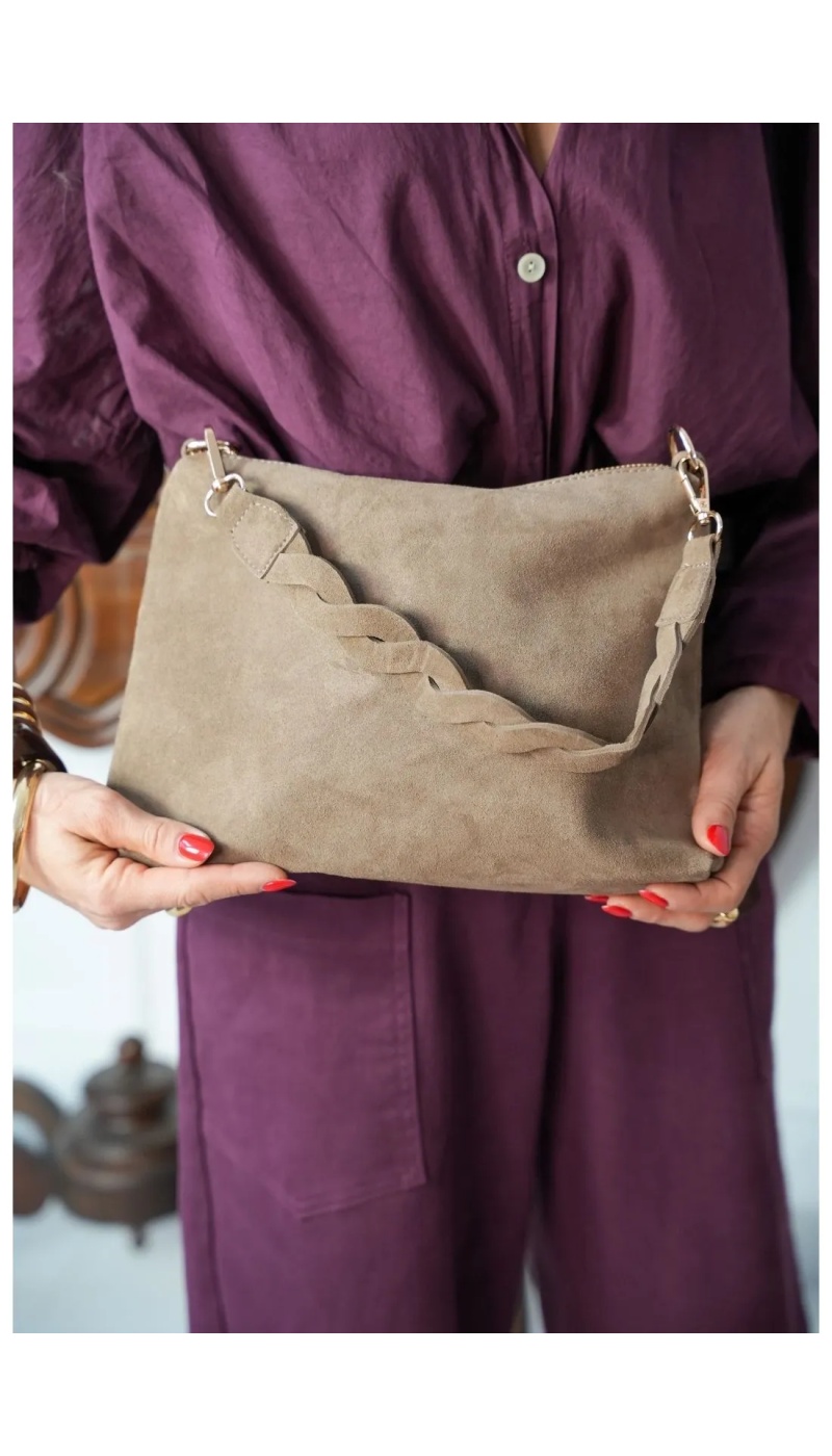 Pochette Tressé Taupe PULAC Noho - 2 | Accueil