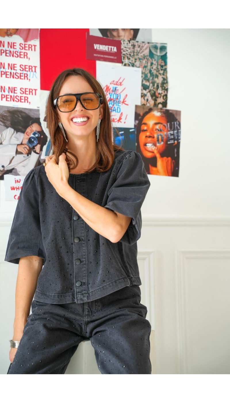 Veste Strass Black Denim VIPAL VILA - 2 | Bienvenido