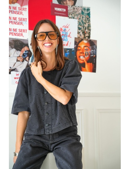 Veste Strass Black Denim VIPAL VILA - 2 | Bienvenido