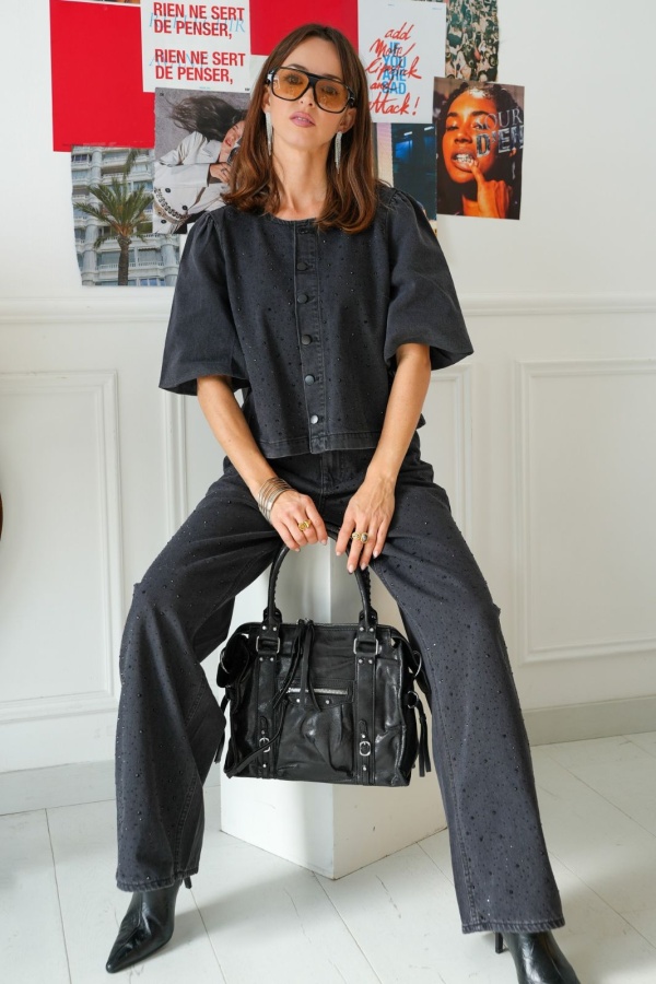 Veste Strass Black Denim VIPAL VILA - 1 | Accueil