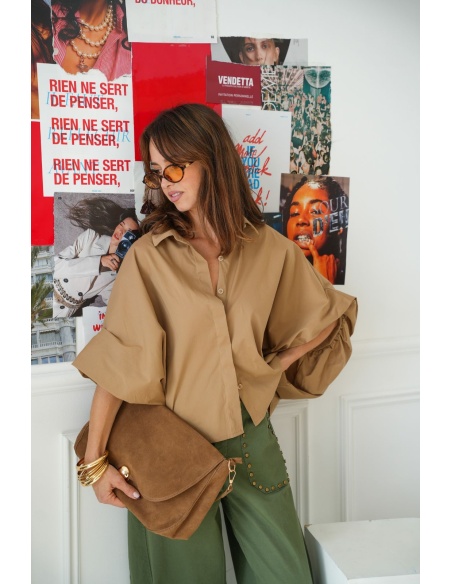 Chemisier Uni Camel GISELLE Noho - 1 | Bienvenido