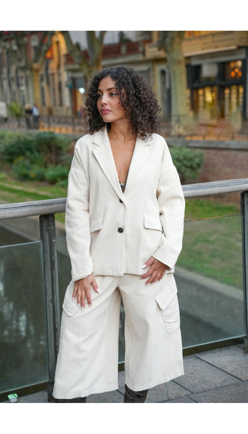 Blazer Écru Côtelé THÉA Johanna - 2 | Accueil